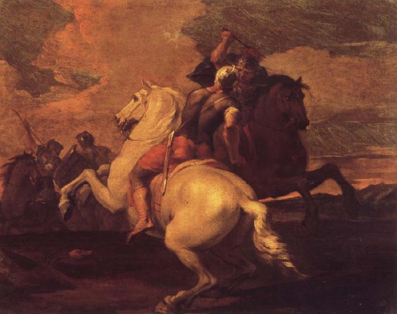 Francesco Simonini Two battle ends horseman oil painting image